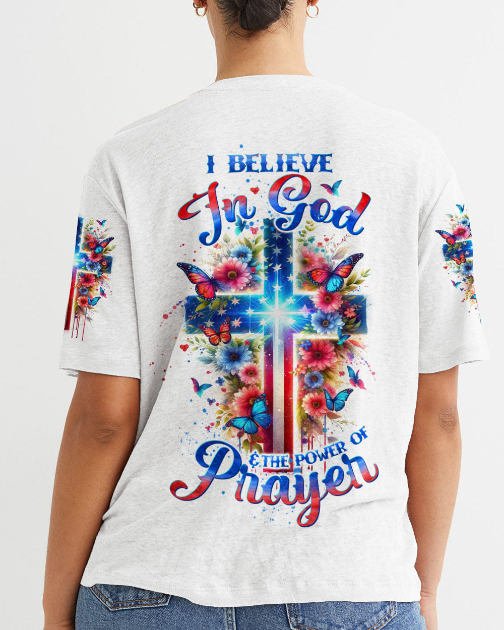 I Believe In God Cross Floral Women's All Over Print Shirt - Tltw0602244