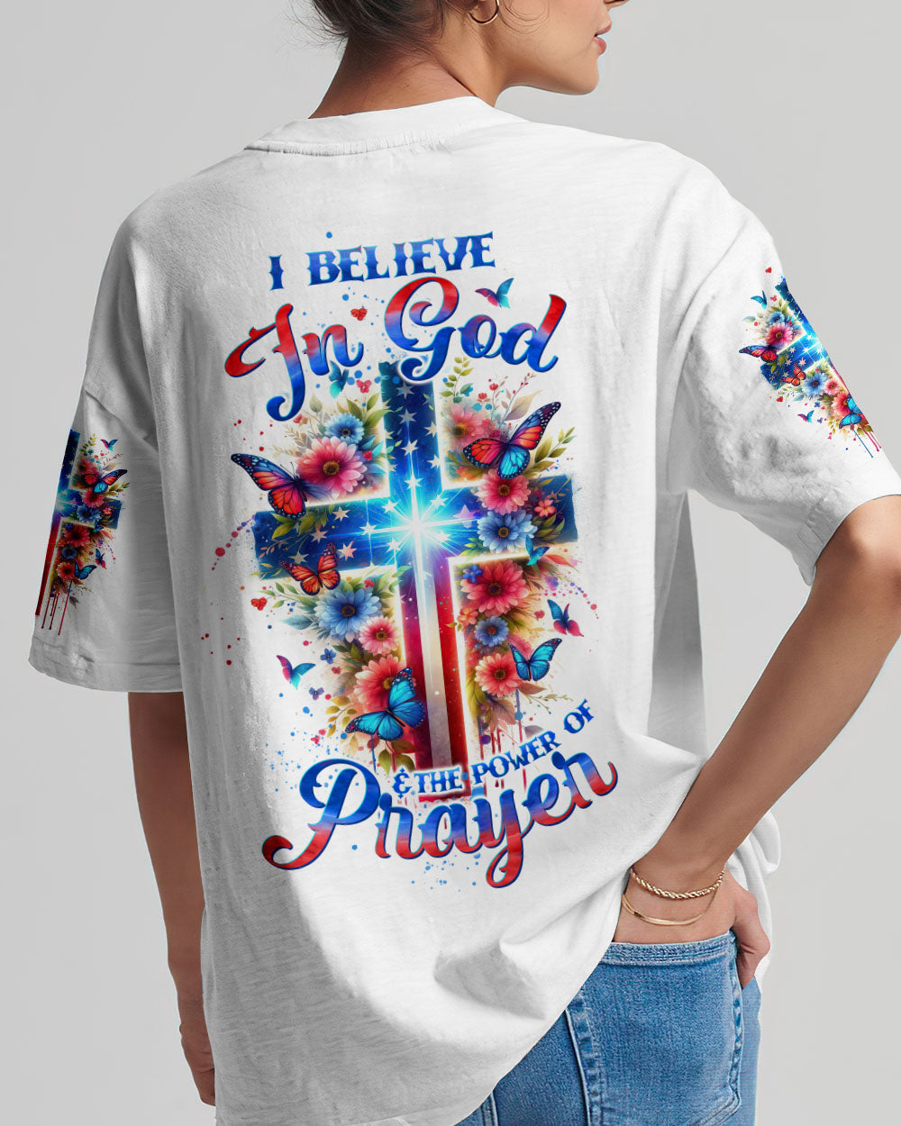 I Believe In God Cross Floral Women's All Over Print Shirt - Tltw0602244