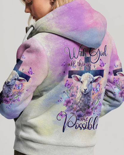 With God All Things Are Possible Lamb Women's All Over Print Shirt - Tltw0910235