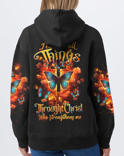 I Can Do All Things Through Christ Butterfly Cross Women's All Over Print Shirt - Tltw1410234