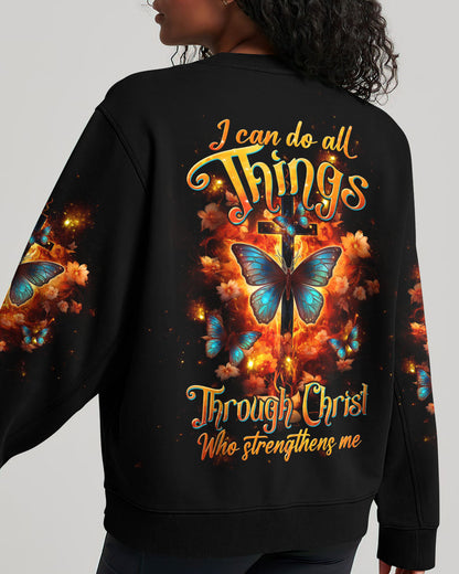 I Can Do All Things Through Christ Butterfly Cross Women's All Over Print Shirt - Tltw1410234