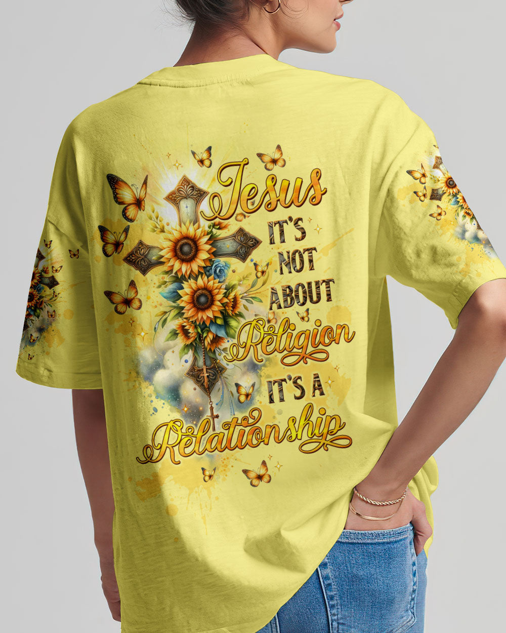 Jesus It's A Relationship Sunflower Women's All Over Print Shirt - Tltw1611234