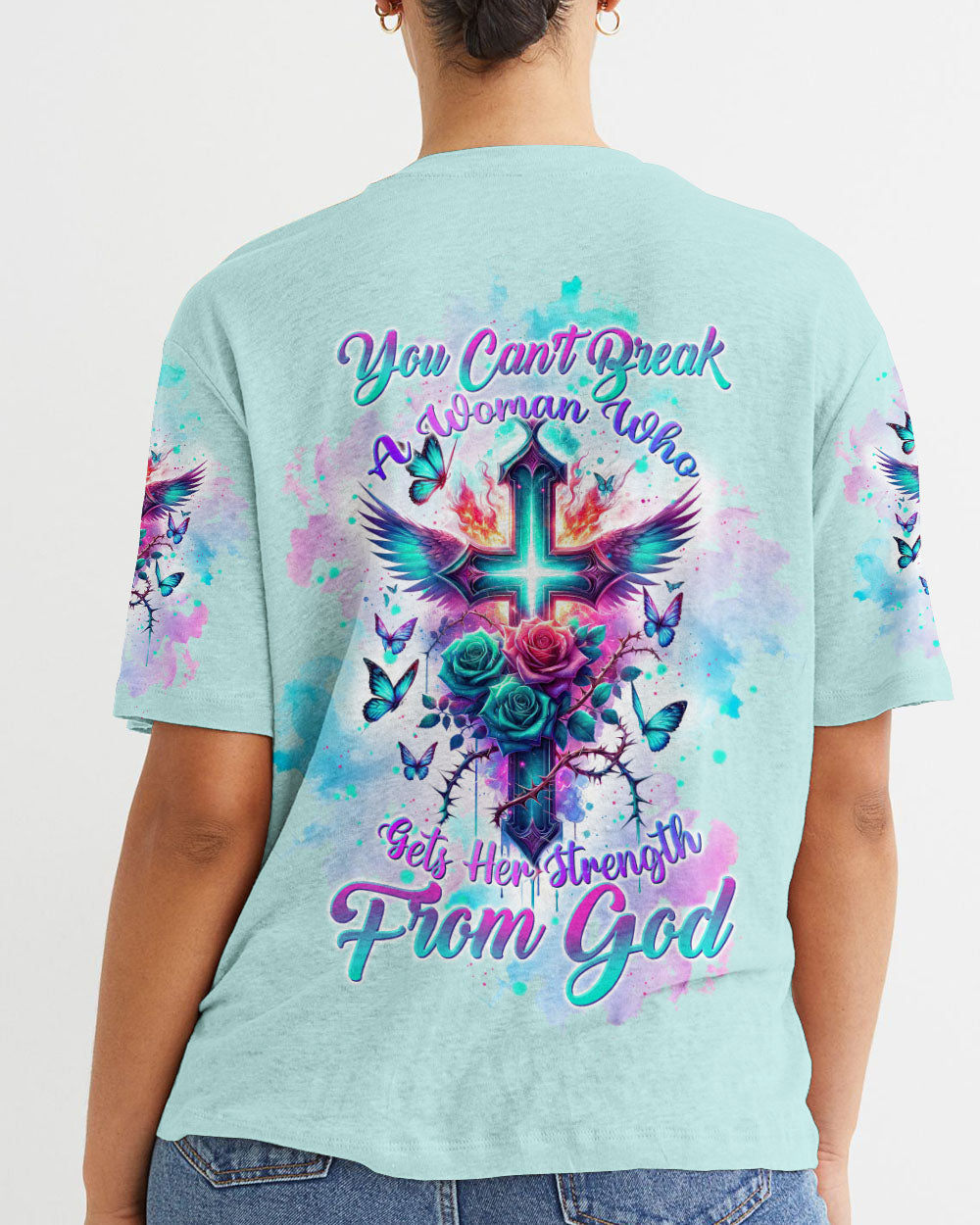 You Can't Break A Woman Cross Rose Women's All Over Print Shirt - Tltw1701243