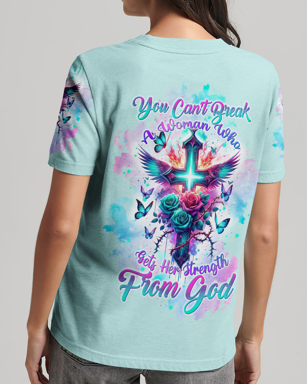 You Can't Break A Woman Cross Rose Women's All Over Print Shirt - Tltw1701243