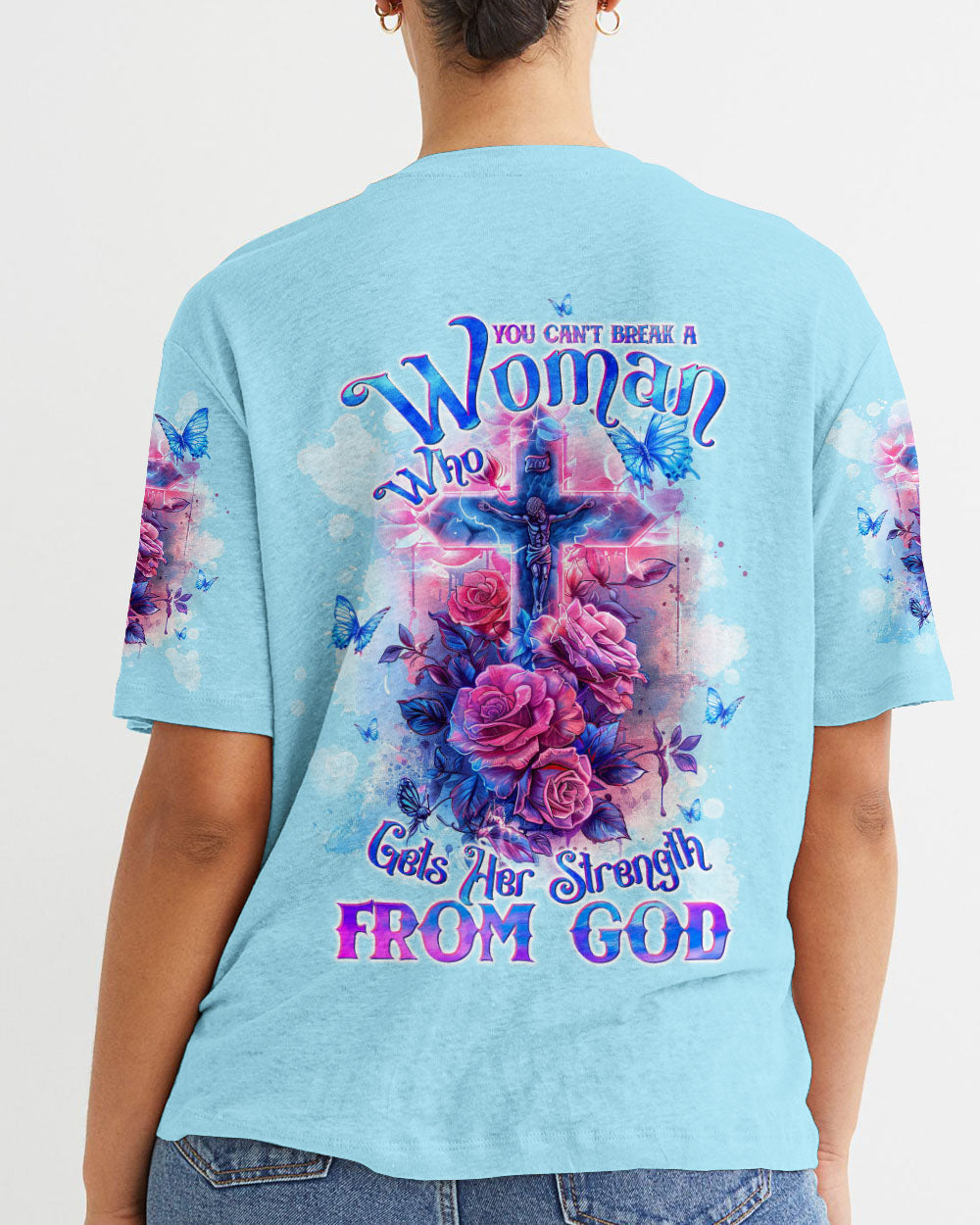 You Can't Break A Woman Cross Rose Women's All Over Print Shirt - Tltw1803242