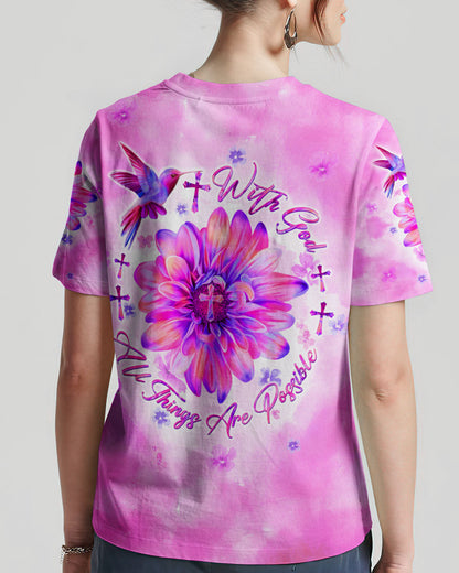 With God All Things Are Possible Chrysanthemum Flower Women's All Over Print Shirt - Tltw2508233