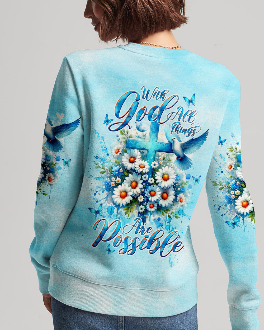 With God All Things Are Possible Daisies Women's All Over Print Shirt - Tltw2902244