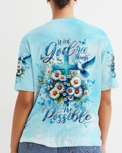 With God All Things Are Possible Daisies Women's All Over Print Shirt - Tltw2902244