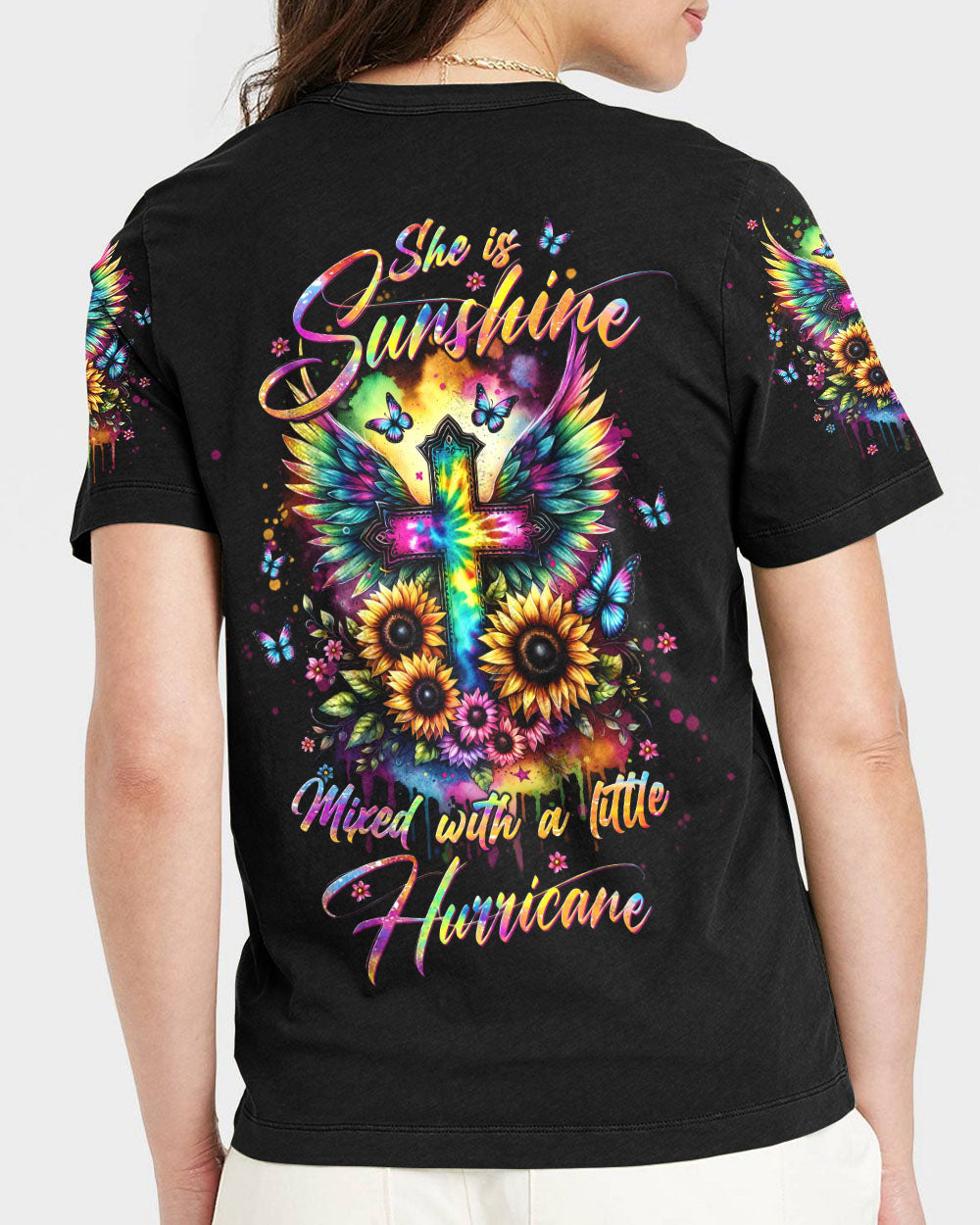 She Is Sunshine Cross Wings Sunflower Women's All Over Print Shirt - Tltw3011234