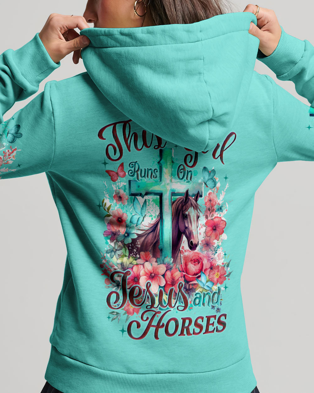 Runs On Jesus And Horses Women's All Over Print Shirt - Tyqy0212232