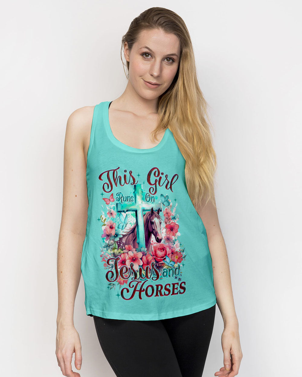 Runs On Jesus And Horses Women's All Over Print Shirt - Tyqy0212232