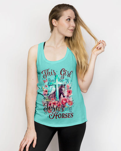 Runs On Jesus And Horses Women's All Over Print Shirt - Tyqy0212232