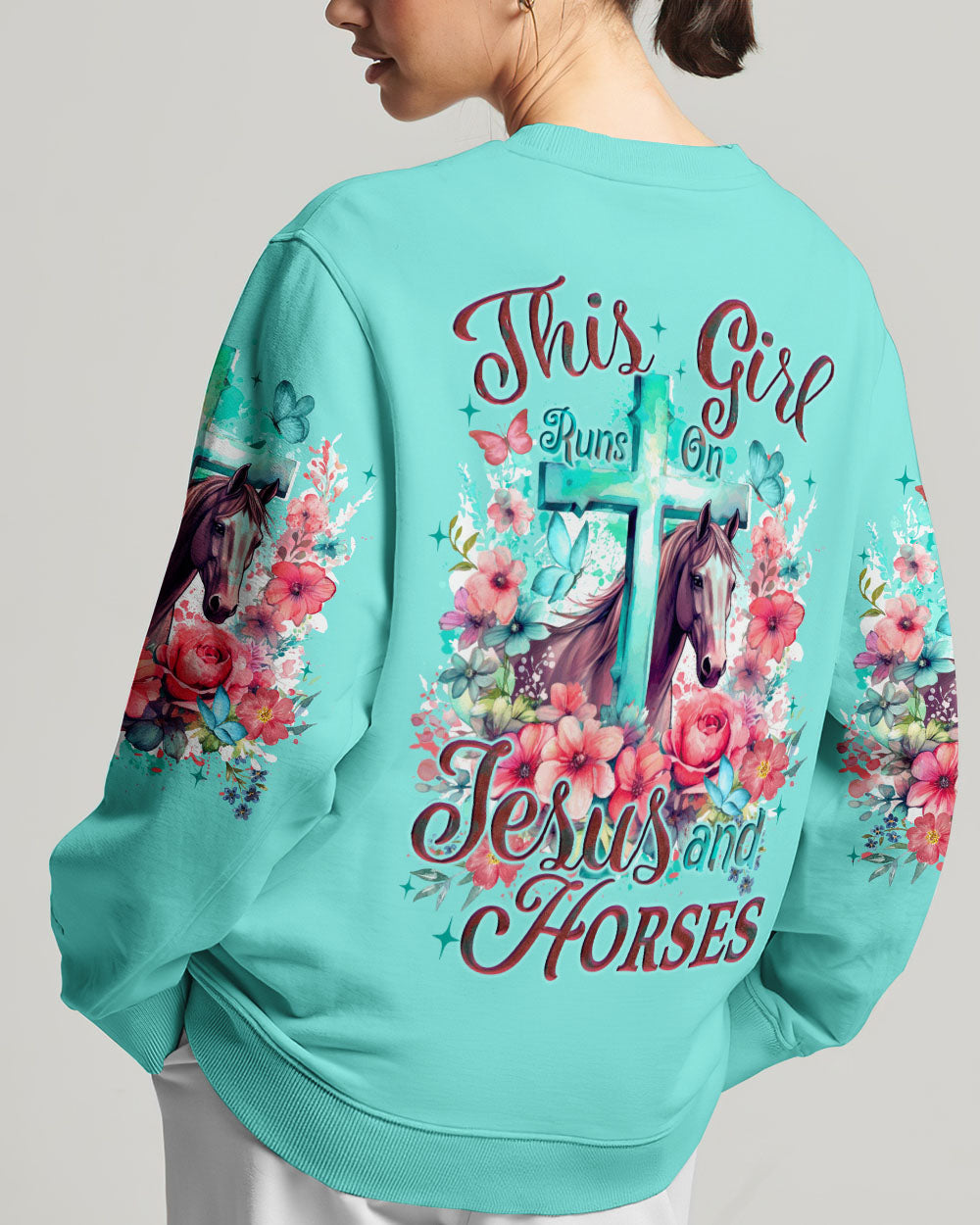 Runs On Jesus And Horses Women's All Over Print Shirt - Tyqy0212232