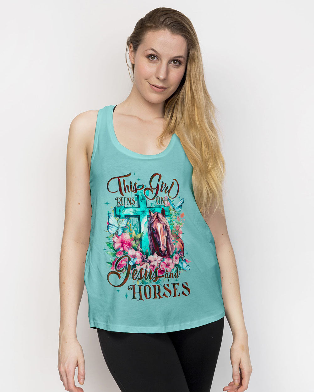 Runs On Jesus And Horses Women's All Over Print Shirt - Tyqy1710231