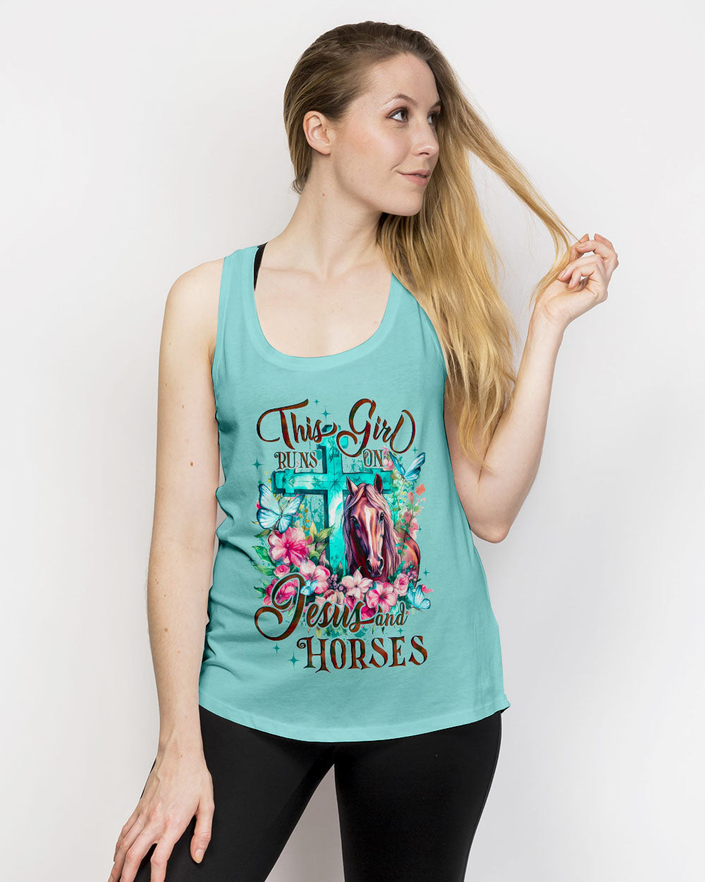 Runs On Jesus And Horses Women's All Over Print Shirt - Tyqy1710231