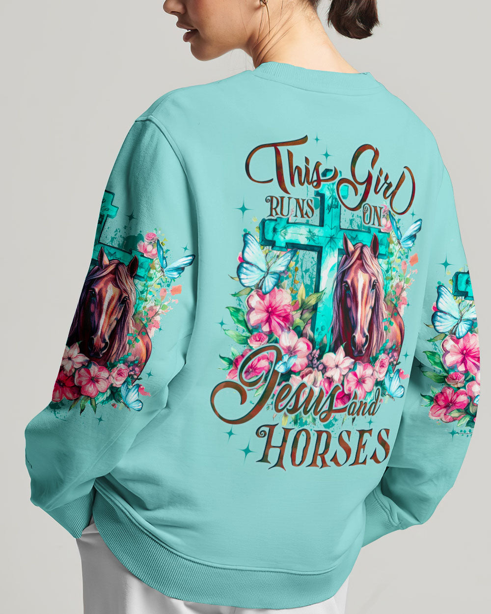 Runs On Jesus And Horses Women's All Over Print Shirt - Tyqy1710231