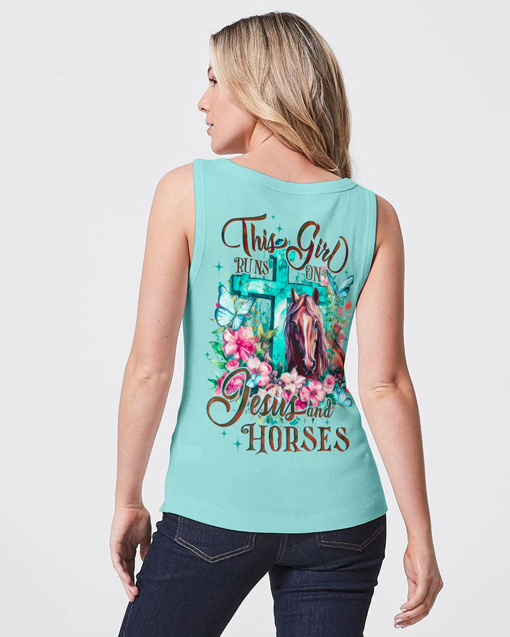 Runs On Jesus And Horses Women's All Over Print Shirt - Tyqy1710231