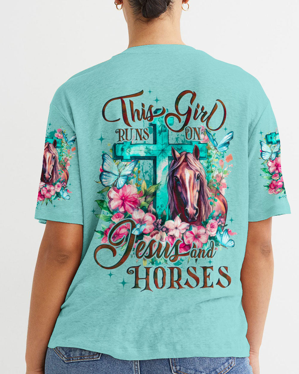 Runs On Jesus And Horses Women's All Over Print Shirt - Tyqy1710231