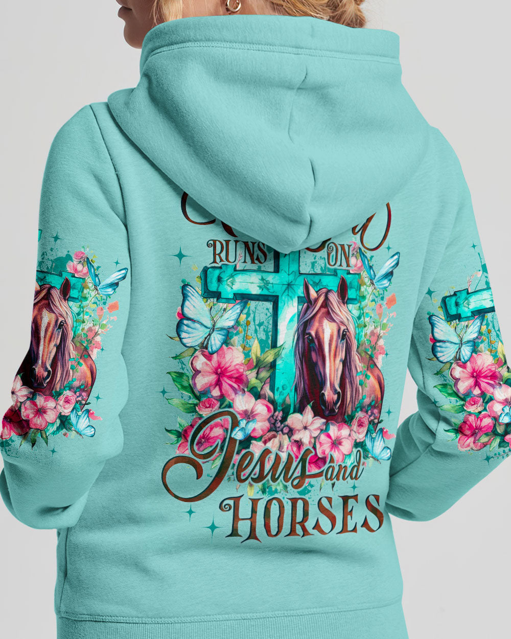 Runs On Jesus And Horses Women's All Over Print Shirt - Tyqy1710231