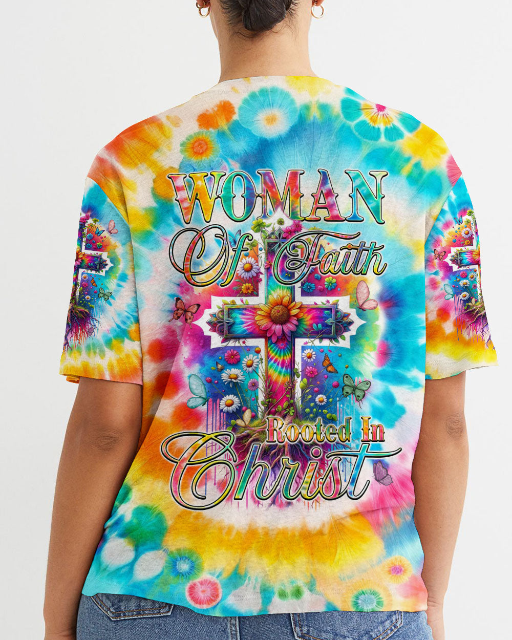 Woman Of Faith Rooted In Christ Tie Dye Women's All Over Print Shirt - Tyqy2001242