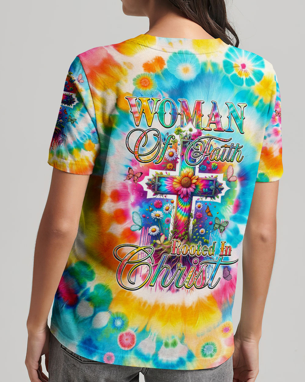 Woman Of Faith Rooted In Christ Tie Dye Women's All Over Print Shirt - Tyqy2001242