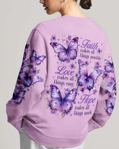 Faith Hope Love Butterflies Women's All Over Print Shirt - Tytd1208232