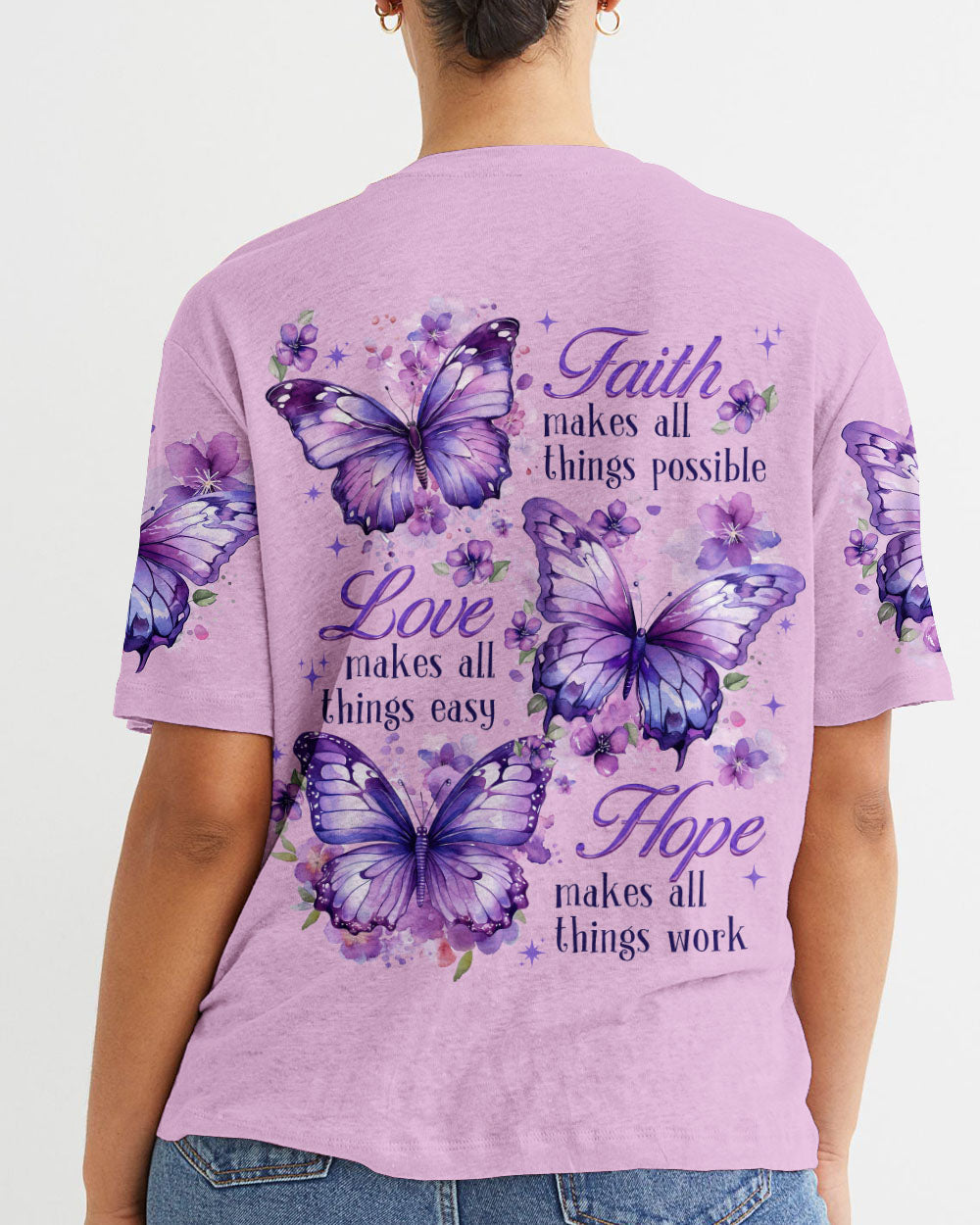 Faith Hope Love Butterflies Women's All Over Print Shirt - Tytd1208232