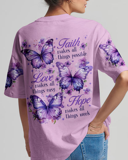 Faith Hope Love Butterflies Women's All Over Print Shirt - Tytd1208232