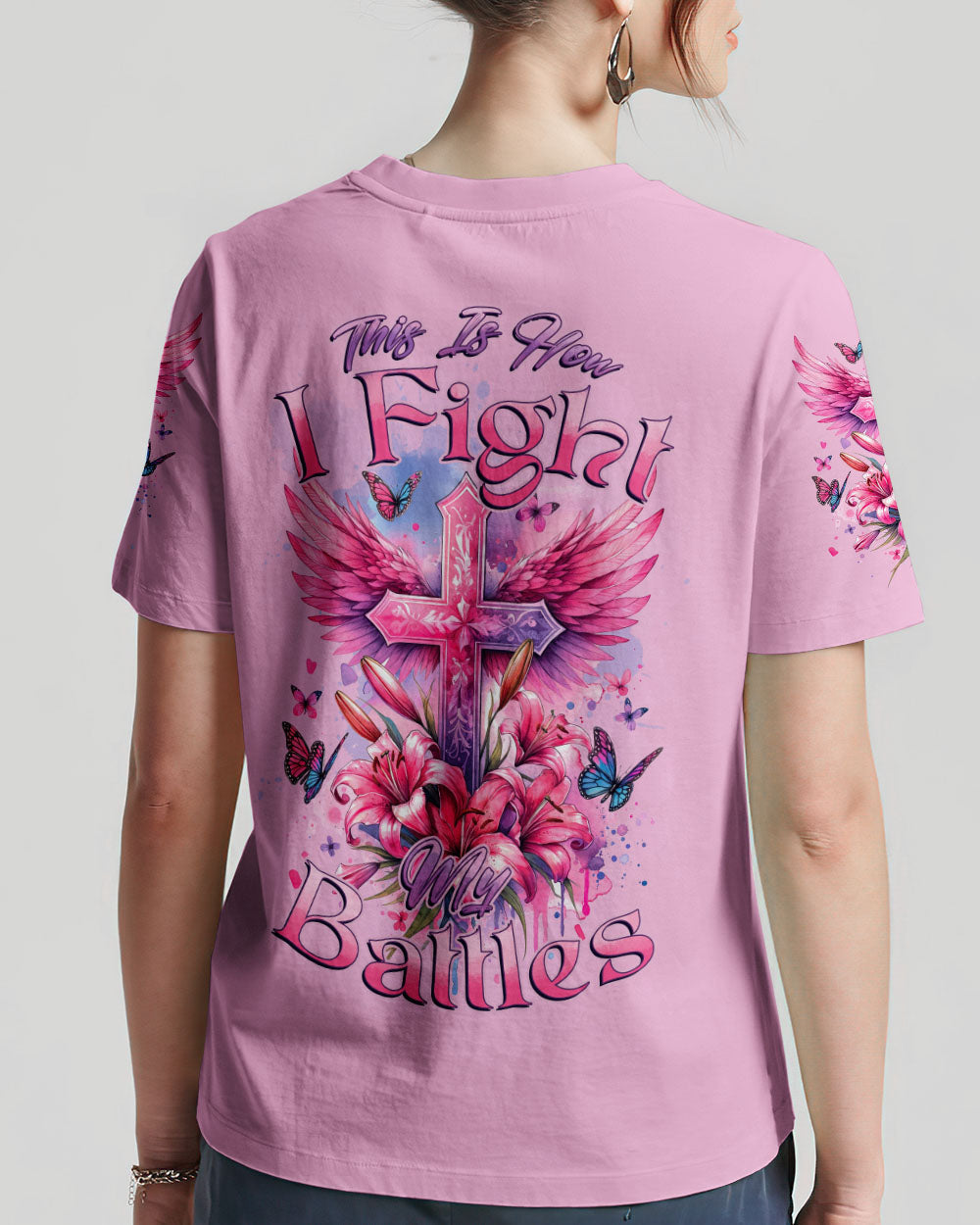 I Fight My Battles Cross Women's All Over Print Shirt - Tytd2711231