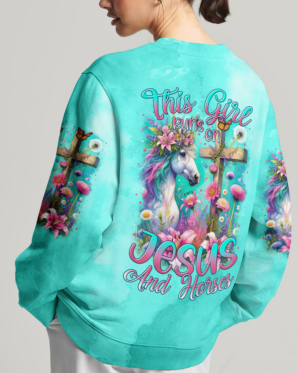 Runs On Jesus And Horses Women's All Over Print Shirt - Tytm0212233