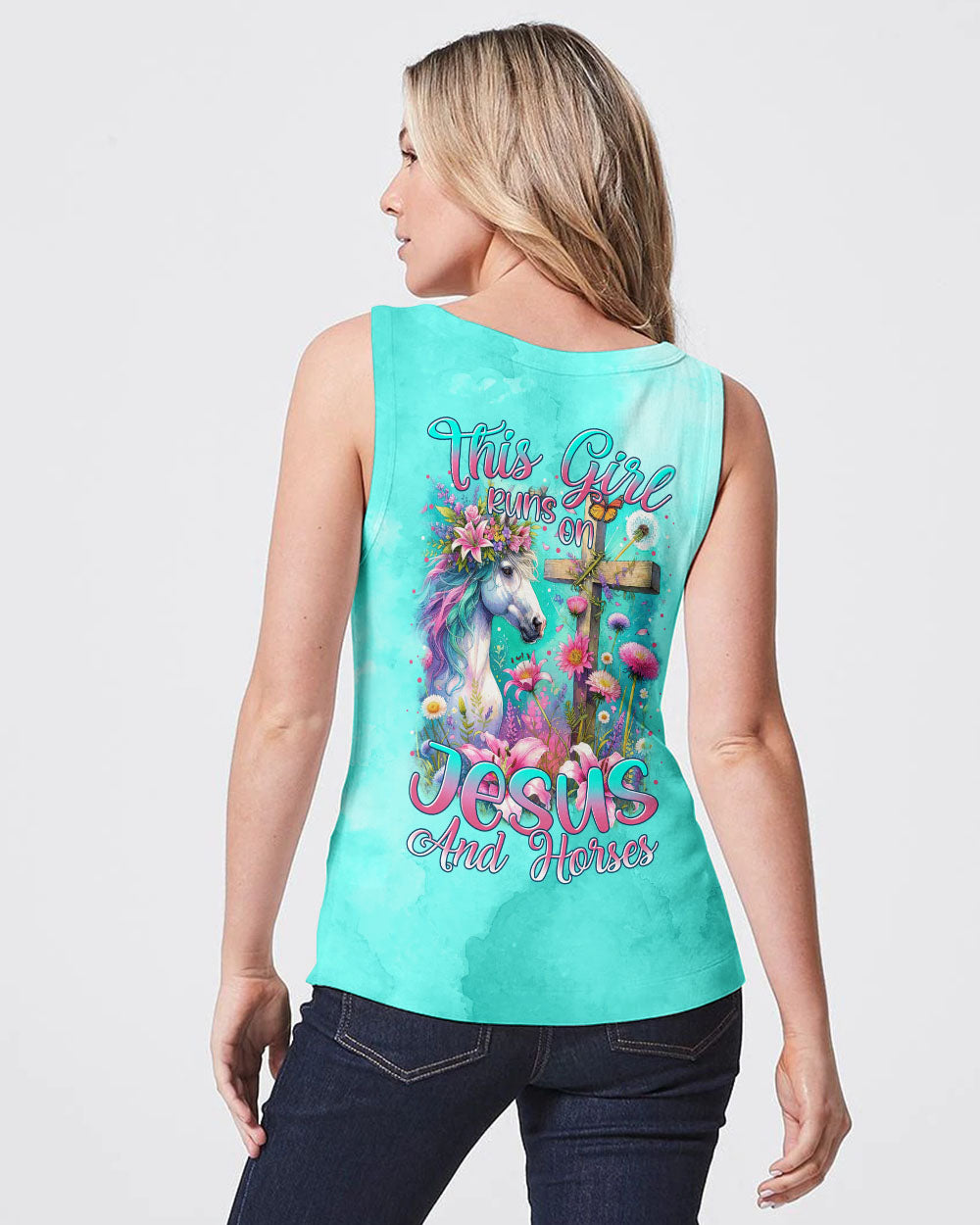 Runs On Jesus And Horses Women's All Over Print Shirt - Tytm0212233