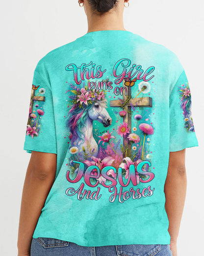 Runs On Jesus And Horses Women's All Over Print Shirt - Tytm0212233