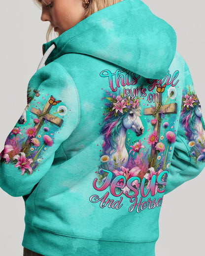 Runs On Jesus And Horses Women's All Over Print Shirt - Tytm0212233