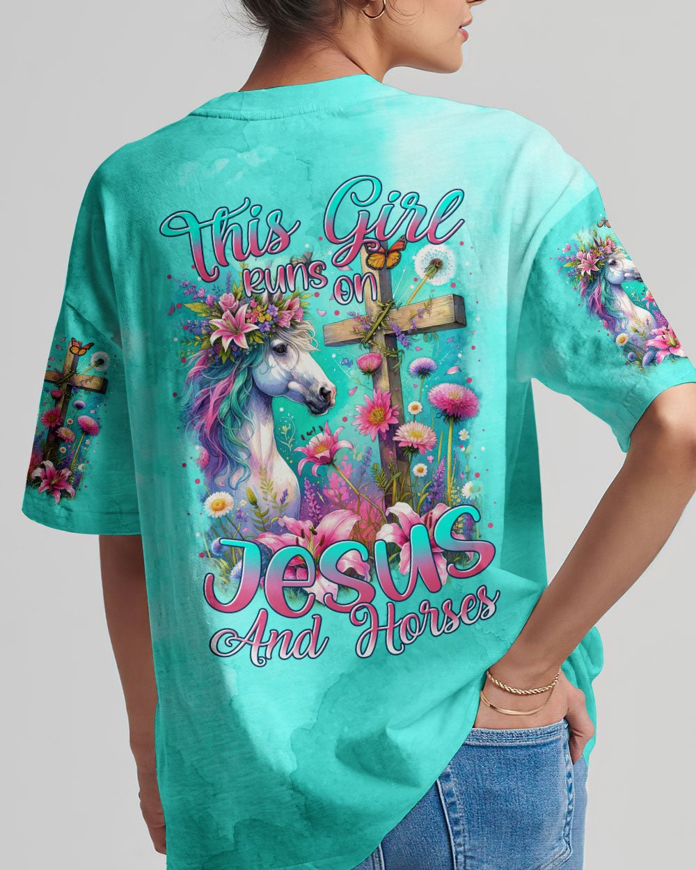 Runs On Jesus And Horses Women's All Over Print Shirt - Tytm0212233