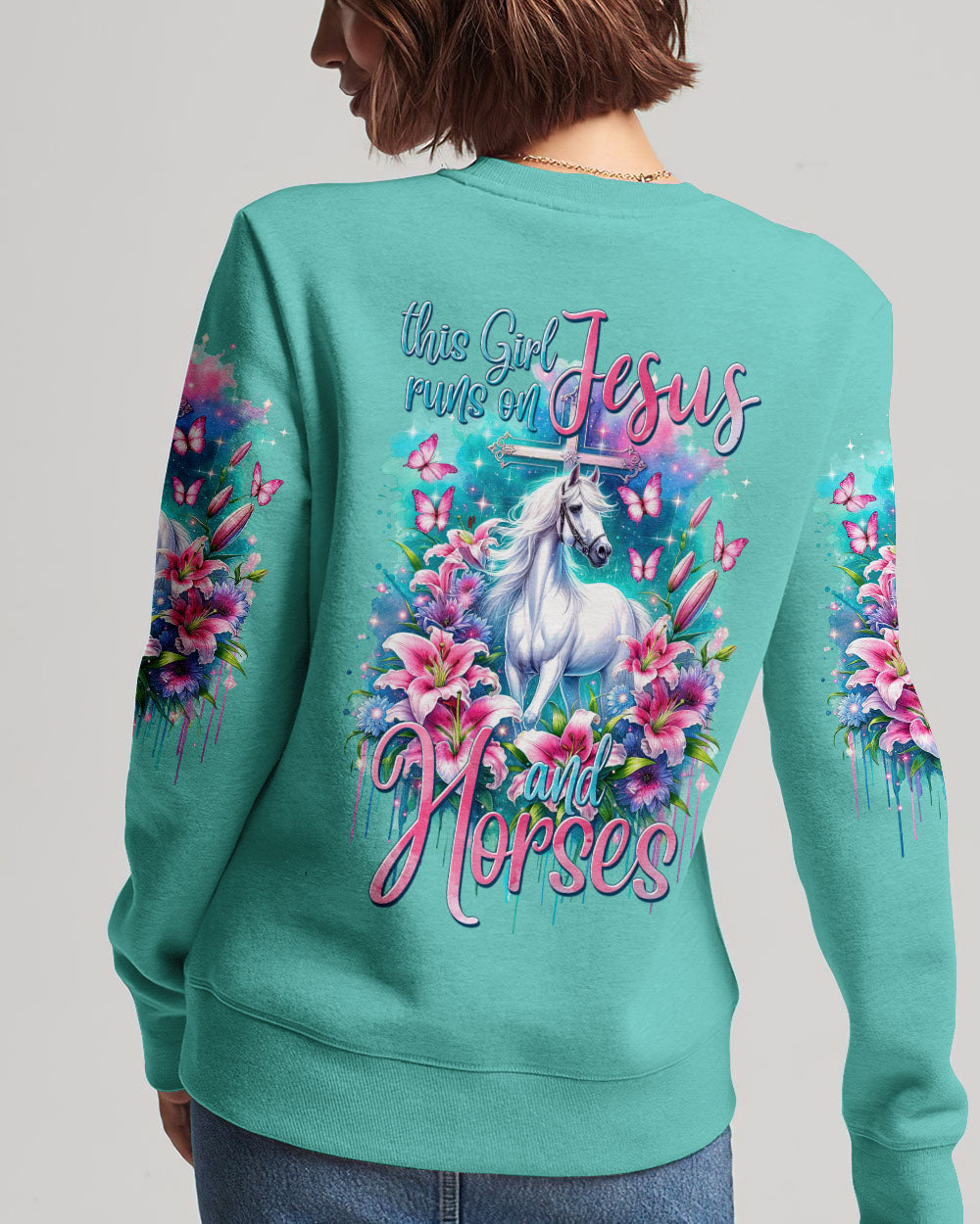 Runs On Jesus And Horses Women's All Over Print Shirt - Tytm1312234