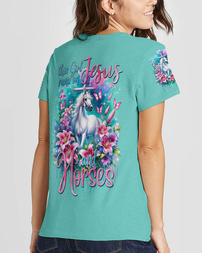 Runs On Jesus And Horses Women's All Over Print Shirt - Tytm1312234