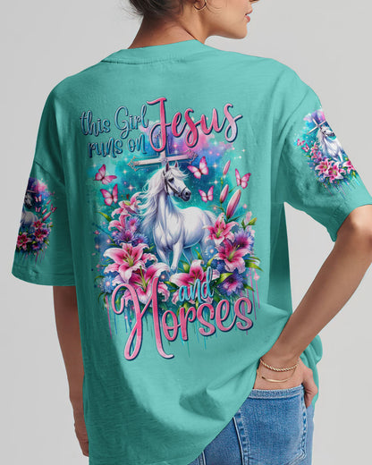 Runs On Jesus And Horses Women's All Over Print Shirt - Tytm1312234