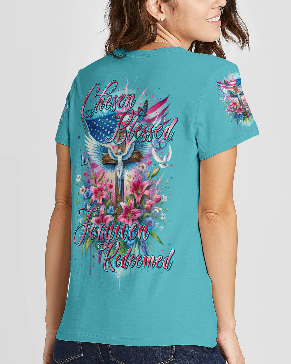 Chosen Blessed Forgiven Redeemed Women's All Over Print Shirt - Tytm3110233