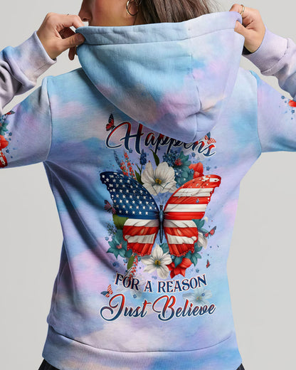 Just Believe Butterfly Flag Women's All Over Print Shirt - Yhdu0408232