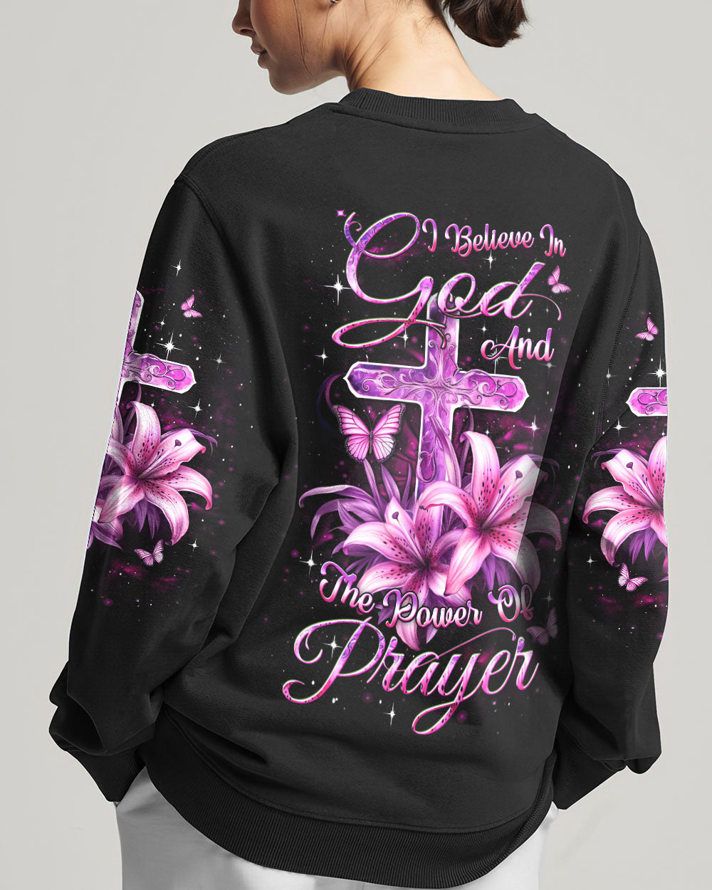 I Believe In God Cross Butterfly Women's All Over Print Shirt - Yhdu2211233