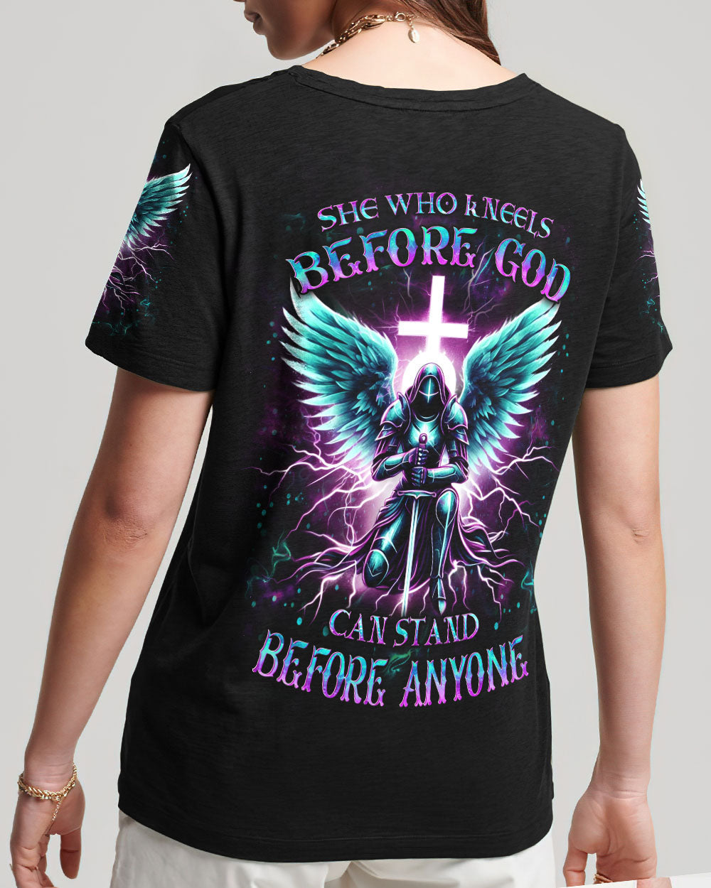 She Who Kneels Before God Warrior Women's All Over Print Shirt - Yhdu2711232