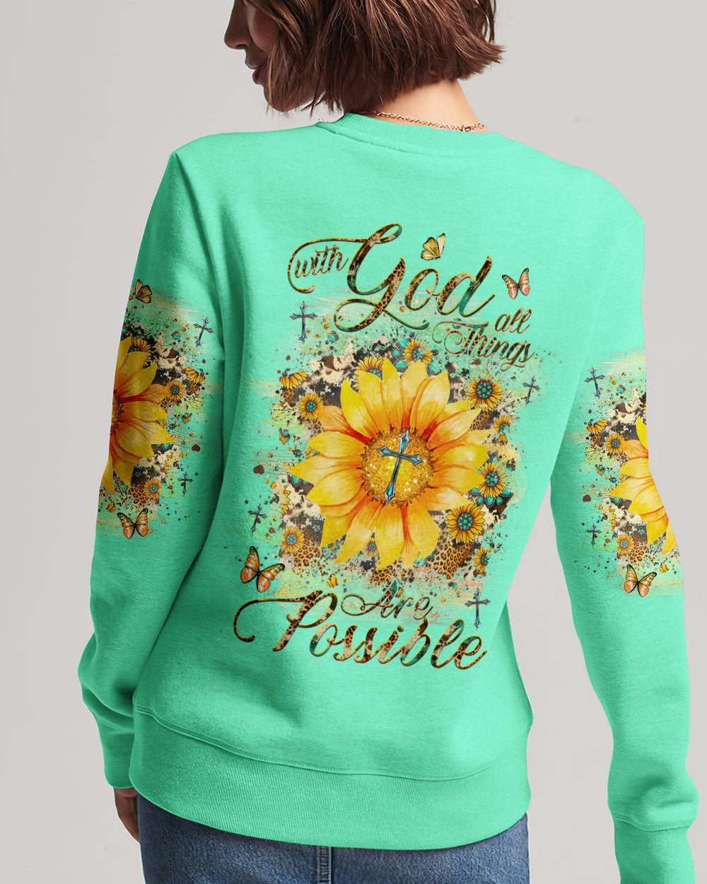 With God All Things Are Possible Sunflower Women's All Over Print Shirt - Yhhg1909231