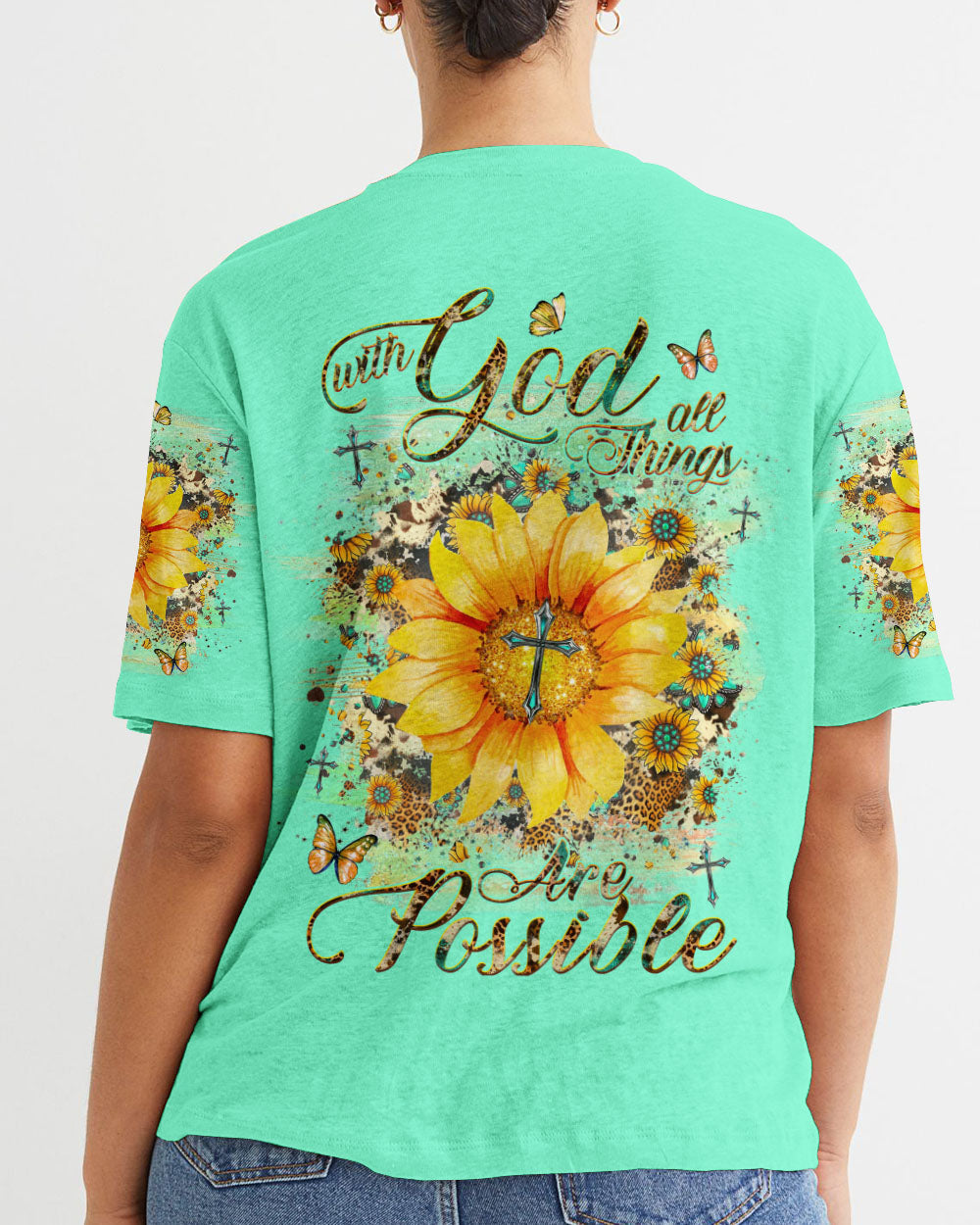 With God All Things Are Possible Sunflower Women's All Over Print Shirt - Yhhg1909231