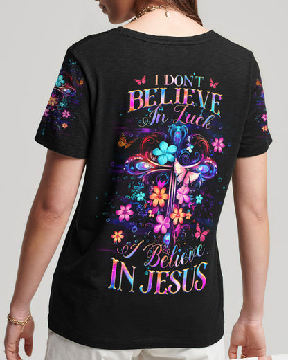 I Don't Believe In Luck I Believe In Jesus Women's All Over Print Shirt - Yhhg2809233