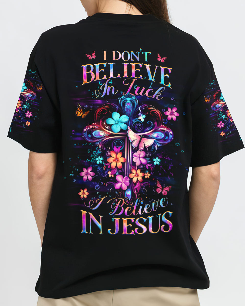 I Don't Believe In Luck I Believe In Jesus Women's All Over Print Shirt - Yhhg2809233