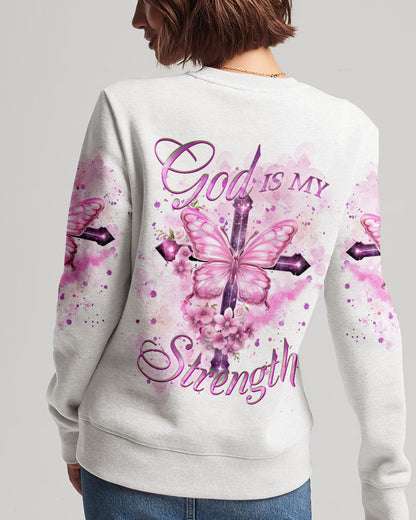 God Is My Strength Cross Butterfly Women's All Over Print Shirt - Yhkd2211231