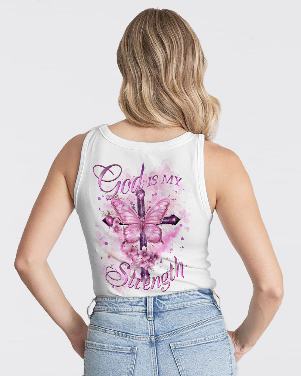 God Is My Strength Cross Butterfly Women's All Over Print Shirt - Yhkd2211231