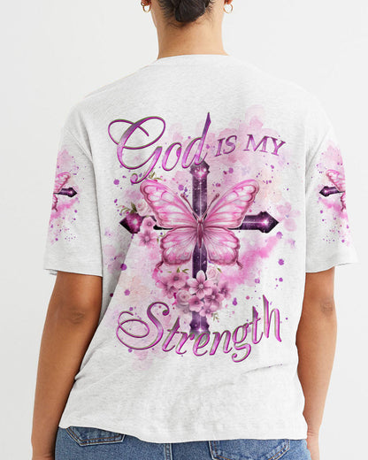 God Is My Strength Cross Butterfly Women's All Over Print Shirt - Yhkd2211231