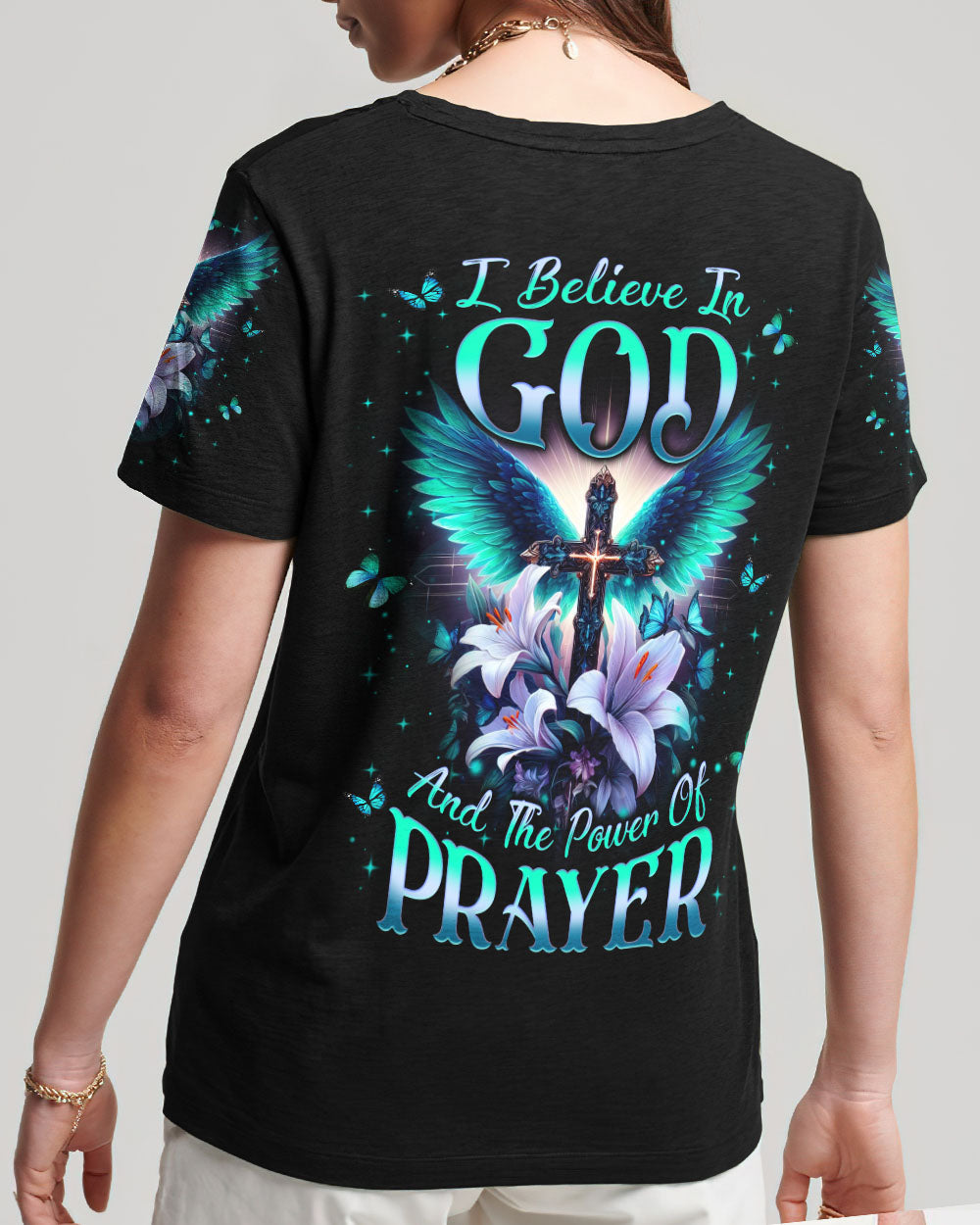 I Believe In God Cross Wings Women's All Over Print Shirt - Yhln2311233