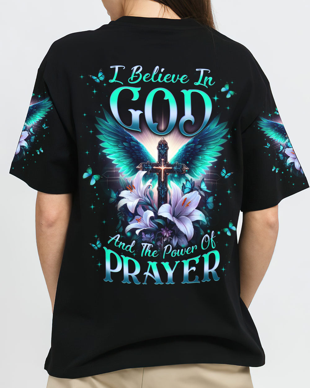 I Believe In God Cross Wings Women's All Over Print Shirt - Yhln2311233